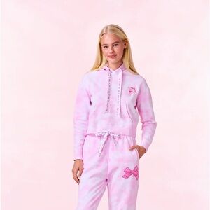 LoveShackFancy x Roller Rabbit Disco Bow Cropped Hoodie NWT